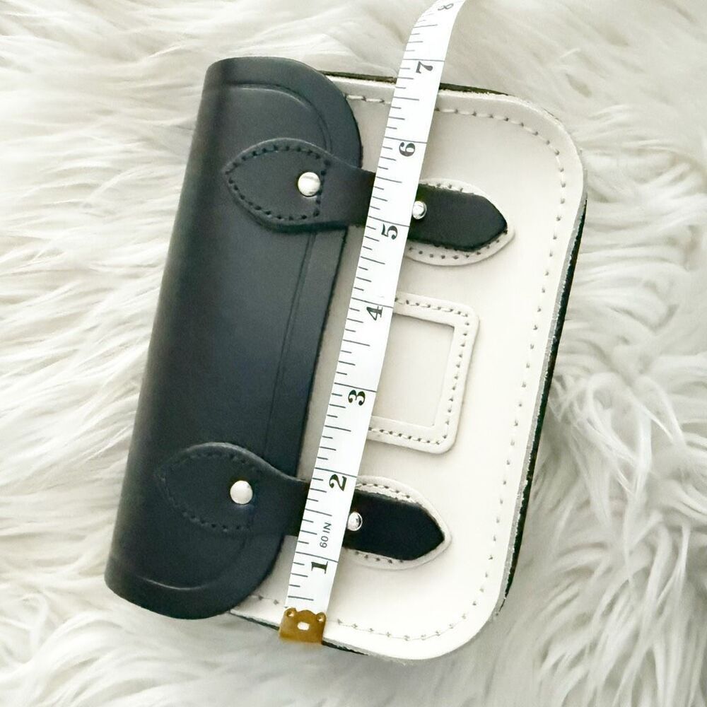 CAMBRIDGE SATCHEL COMPANY | Leather Mini Bag Black White Crossbody Colorblock - Picture 7 of 10